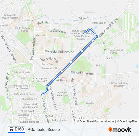 E160 bus Line Map