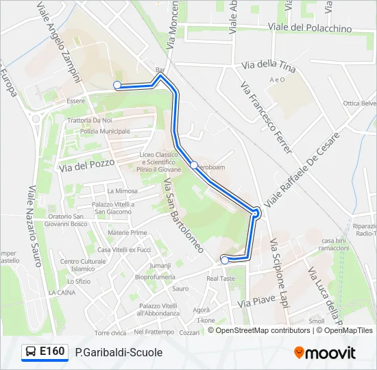 E160 Bus Line Map
