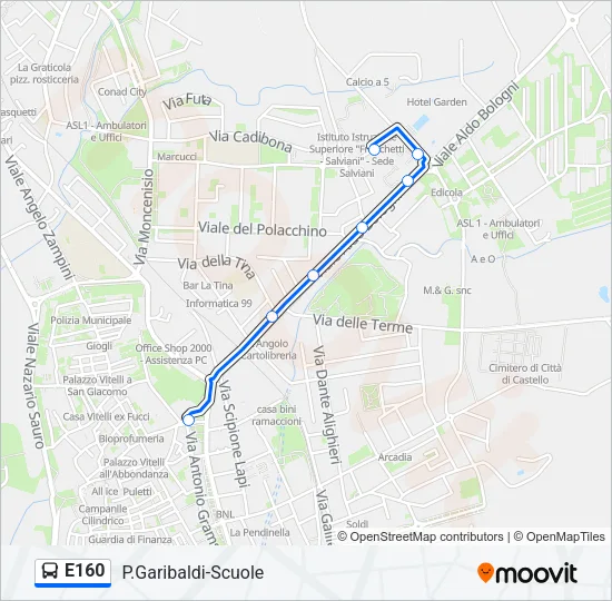 E160 Bus Line Map