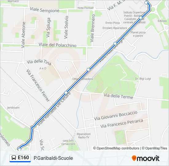 E160 Bus Line Map