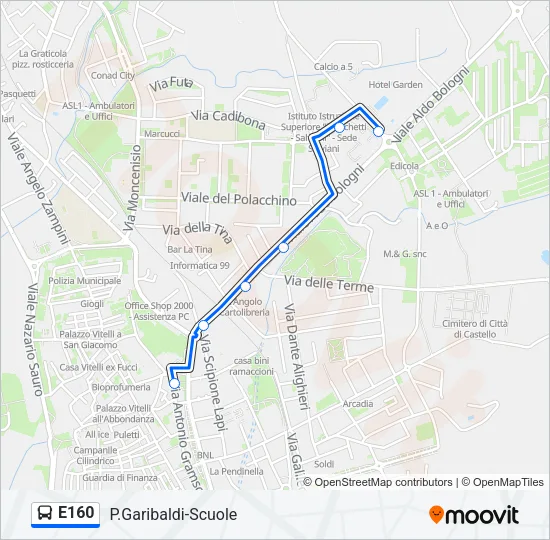E160 Bus Line Map