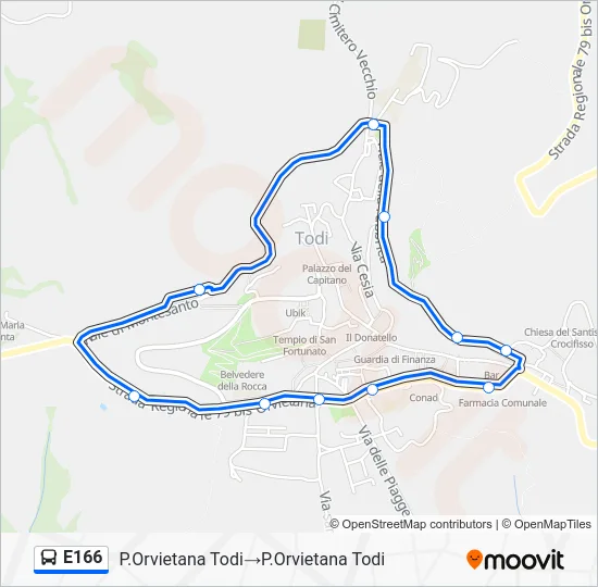 Percorso linea bus E166