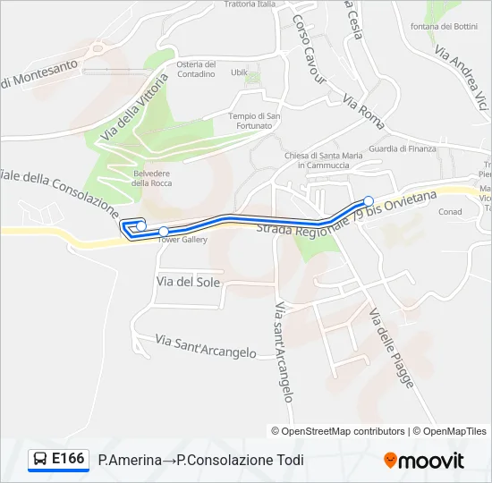 E166 Bus Line Map