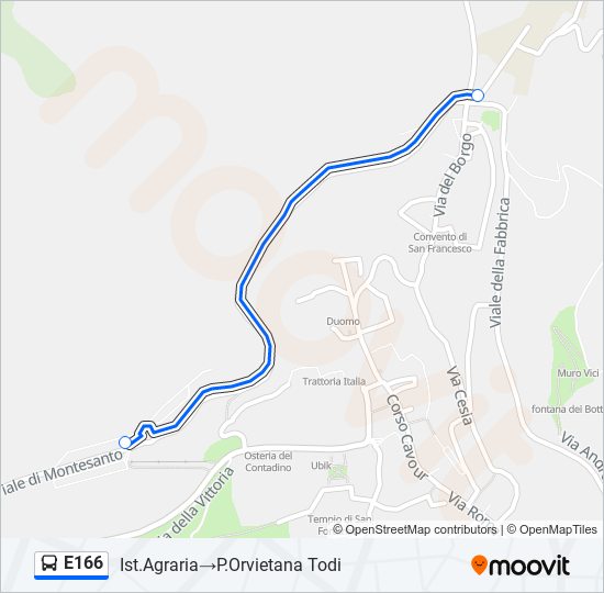 E166 bus Line Map