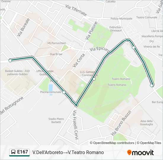 Percorso linea bus E167