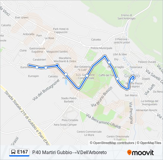 E167 bus Line Map