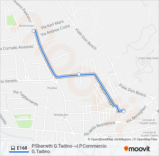 E168 Bus Line Map