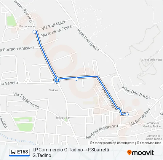 E168 Bus Line Map