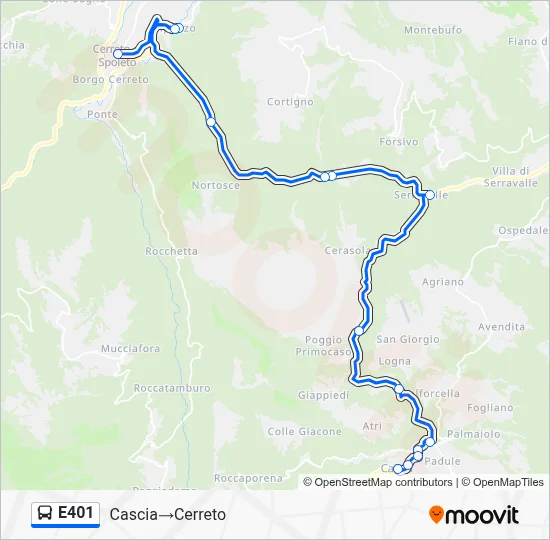 Percorso linea bus E401