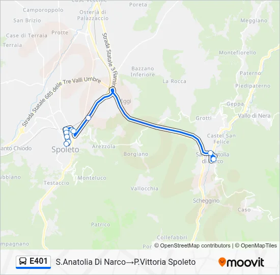 Percorso linea bus E401