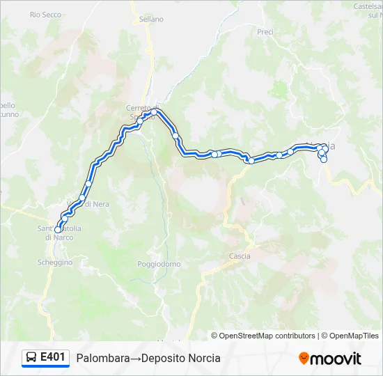 Percorso linea bus E401