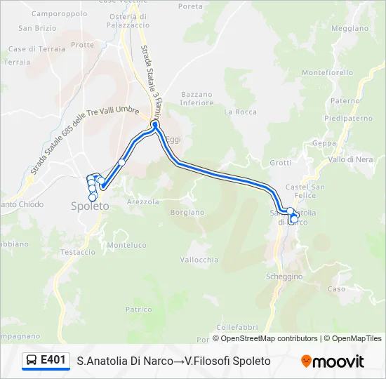 Percorso linea bus E401