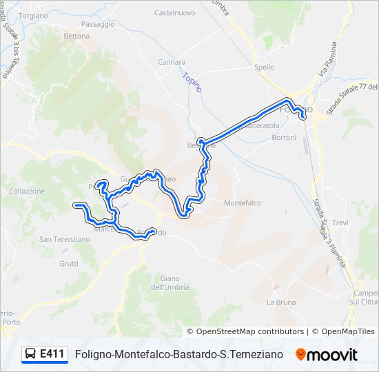 Percorso linea bus E411