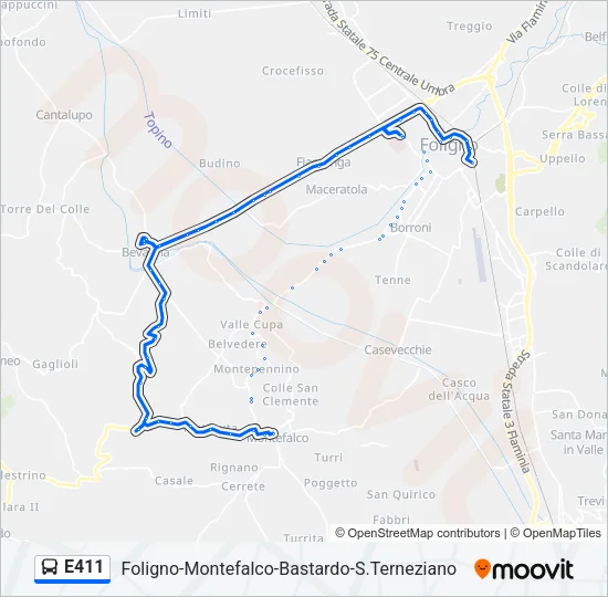 E411 Bus Line Map