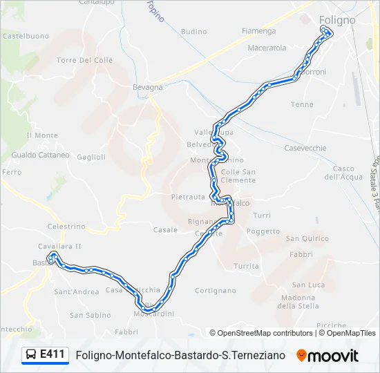 E411 Bus Line Map