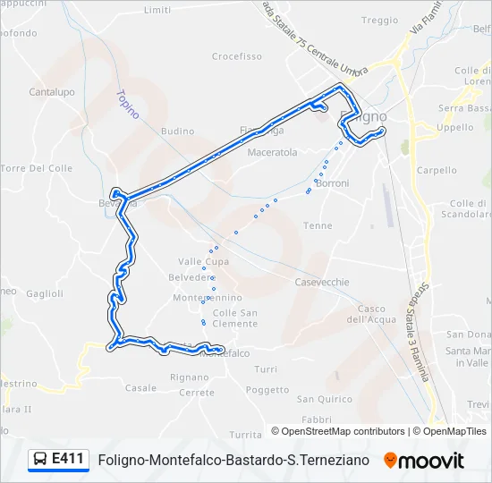 E411 Bus Line Map