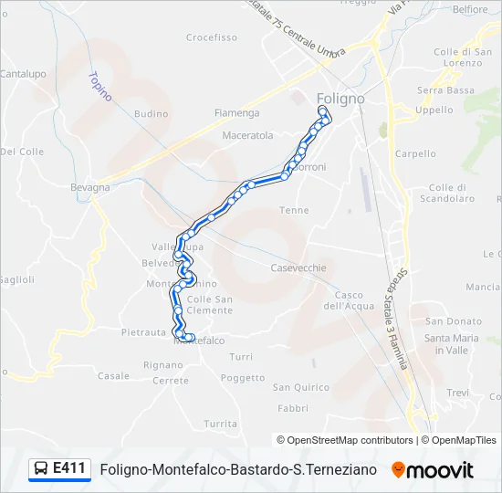 E411 Bus Line Map