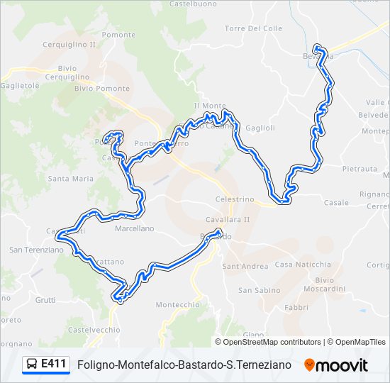 E411 bus Line Map