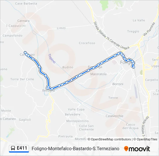 Percorso linea bus E411