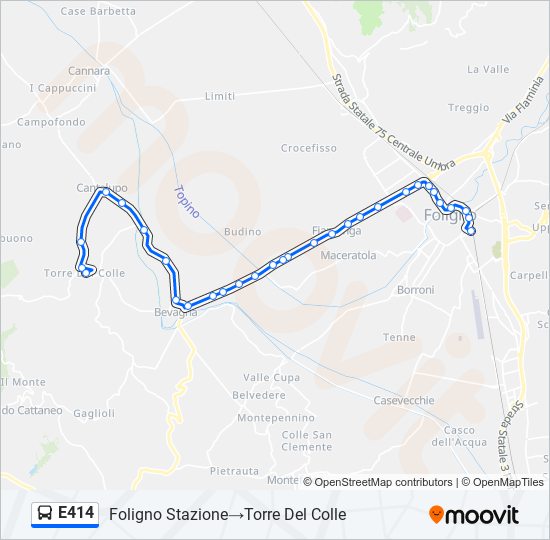 E414 bus Line Map