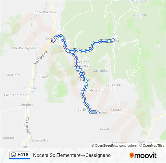 Percorso linea bus E418