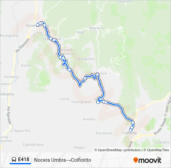 Percorso linea bus E418