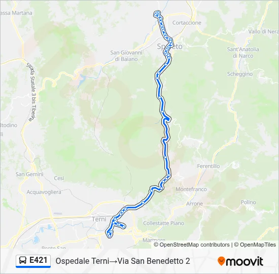 Percorso linea bus E421