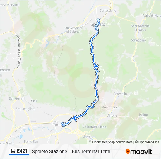 Percorso linea bus E421