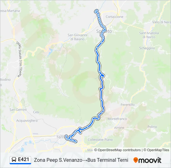 E421 Bus Line Map