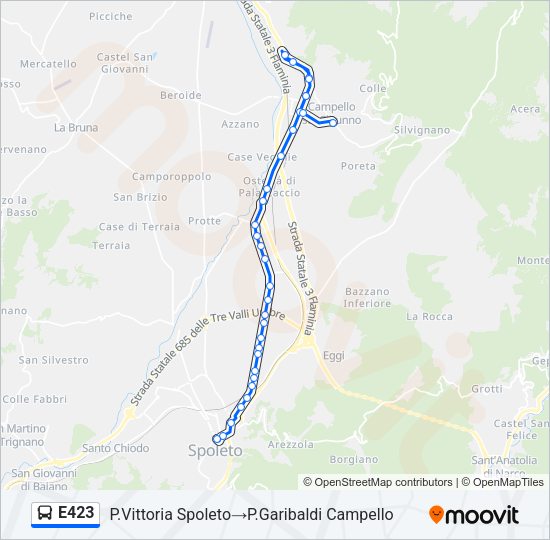 Percorso linea bus E423