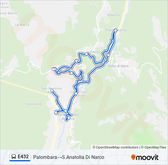 E432 bus Line Map