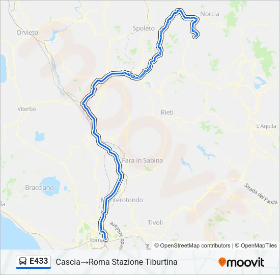 E433 Bus Line Map