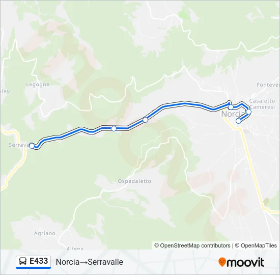 E433 Bus Line Map
