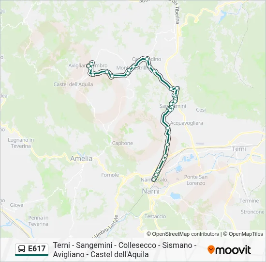 Percorso linea bus E617