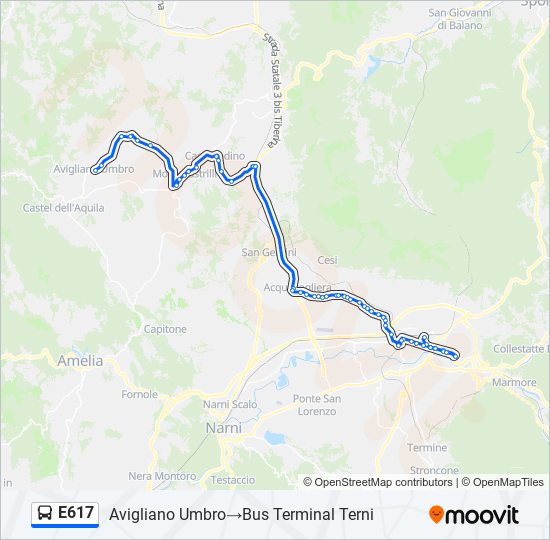 E617 bus Line Map