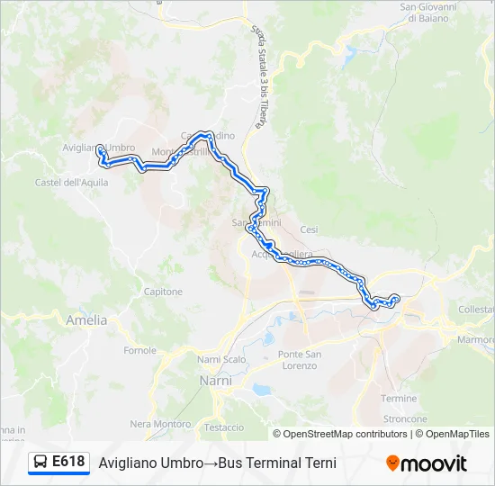 Percorso linea bus E618