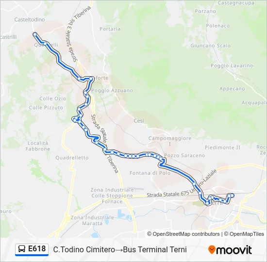 Percorso linea bus E618