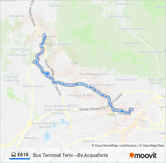 Percorso linea bus E618