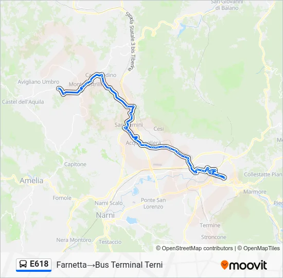 Percorso linea bus E618