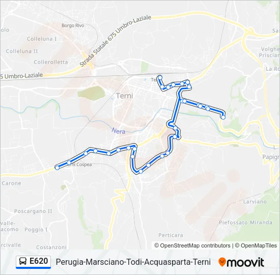 Percorso linea bus E620
