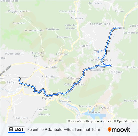 E621 bus Line Map