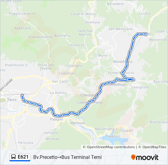 E621 bus Line Map