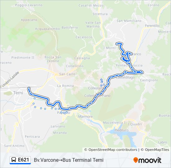 E621 bus Line Map