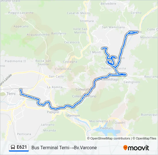 Percorso linea bus E621