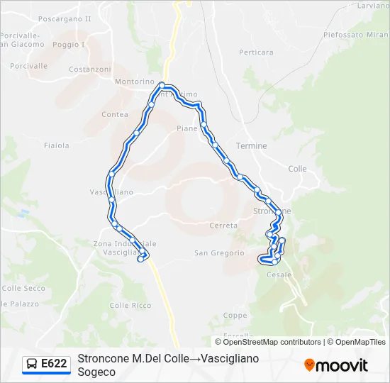Percorso linea bus E622