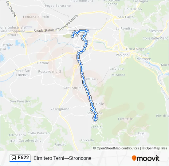 Percorso linea bus E622