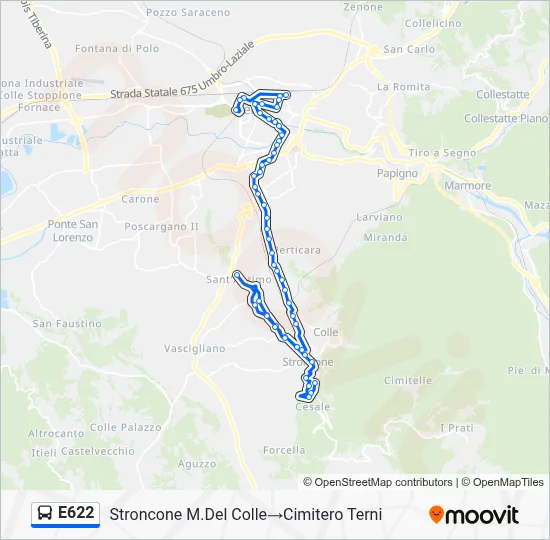 Percorso linea bus E622