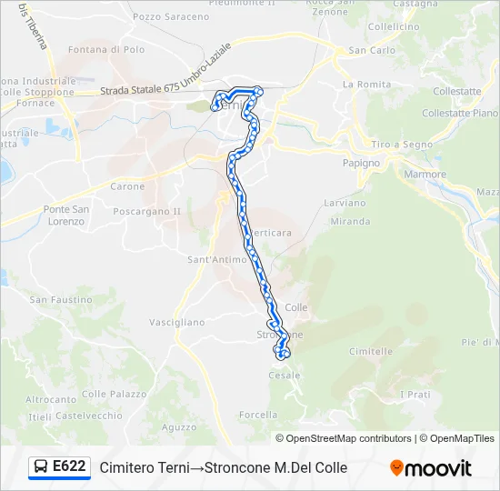 Percorso linea bus E622