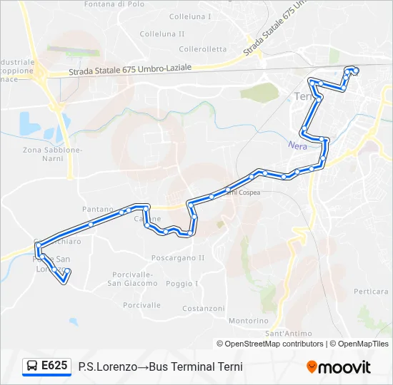 Percorso linea bus E625