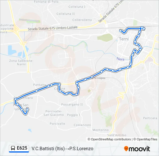 E625 Bus Line Map